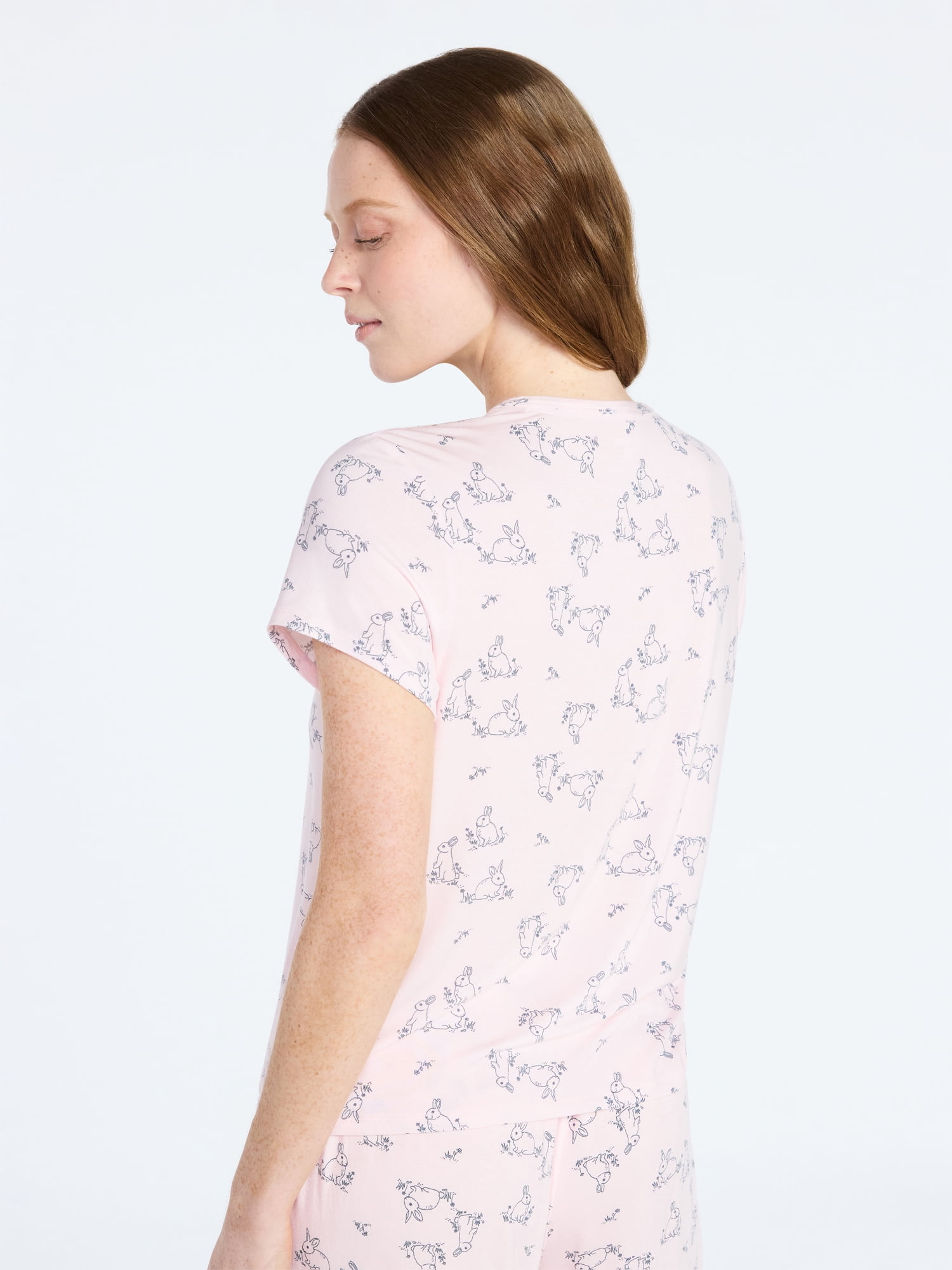 Joyspun Women’s Scoop Neck Sleepwear Modal Tee with Short Sleeves, Sizes S-3X