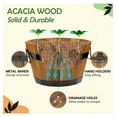 thumbnail image 5 of Set of 3 Wooden Flower Boxes Outdoor, Durable Acacia Wood Barrel Planters for Outdoor Plants with Ergonomic Handles, Drainage Holes, Multiple Sizes Wood Bucket Planter Light Brown, 5 of 6