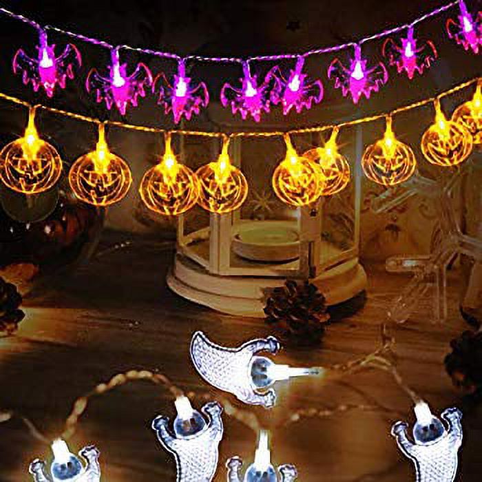 Halloween Decoration Lights Halloween String Lights,Set of 3 Battery Operated Fairy Lights 12ft Pumpkin Bat Ghost String Lights with 30 LED Each for Indoor/Outdoor Halloween, Party - image 4 of 4