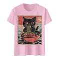 thumbnail image 5 of Womens Anime Cat Ramen Graphic T-Shirts Japanese Funny Graphic Short Sleeve Tees Kawaii Cat Anime Gifts Tops, 5 of 5