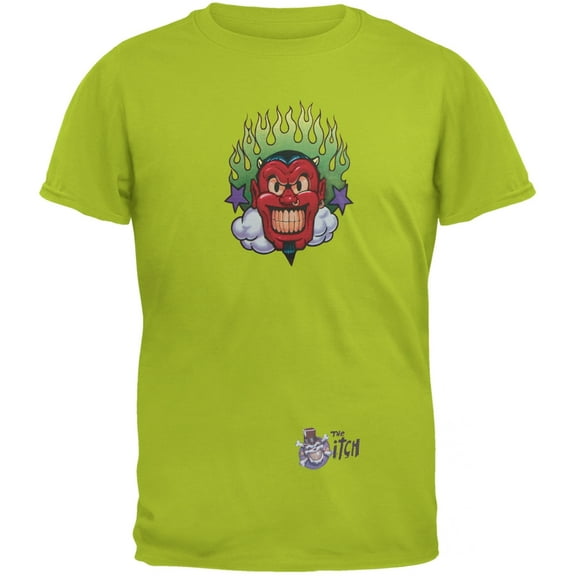 Devil & Flames Lime Green Adult T-Shirt - Large
