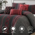 thumbnail image 5 of Lanco Luxury Black Red Comforter Set King Size , 7 Piece Terry embroidery , All Season Bedding Set, 5 of 8