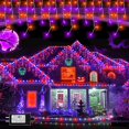 thumbnail image 1 of 1280 LED Halloween Lights Outdoor Waterproof Fairy String Lights with 240 Drops 131ft 8 Modes iciclelights Timer Memory Halloween Decorations for Home Window Indoor Holiday (Orange+Purple), 1 of 8