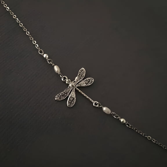DESIGNICE 2026 New Silver Anklet Dragonfly Faux Pearl Dangle Ankle Bracelet Anklet Bracelets for Women for Beach, Summer, Party, Casual, Gift