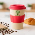 thumbnail image 5 of Domore set 4 vasos cafeteros 500 ml rojo fibra de bambú reutilizables con tapa, 5 of 5