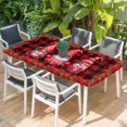 thumbnail image 2 of Valentine's Day Table Cloths for 6 Foot Rectangle Tables, Gnomes Roses Love Red Plaid Romance Patio Waterproof Elastic Fitted Tablecloths, Washable Rectangular Table Cover for Camping, 2 of 8