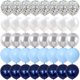 thumbnail image 5 of Globos azules metálicos de color blanco y plateado, decoración de fiesta de cumpleaños, boda, Día de San Valentín, Baby Shower, 40 piezas, 5 of 6