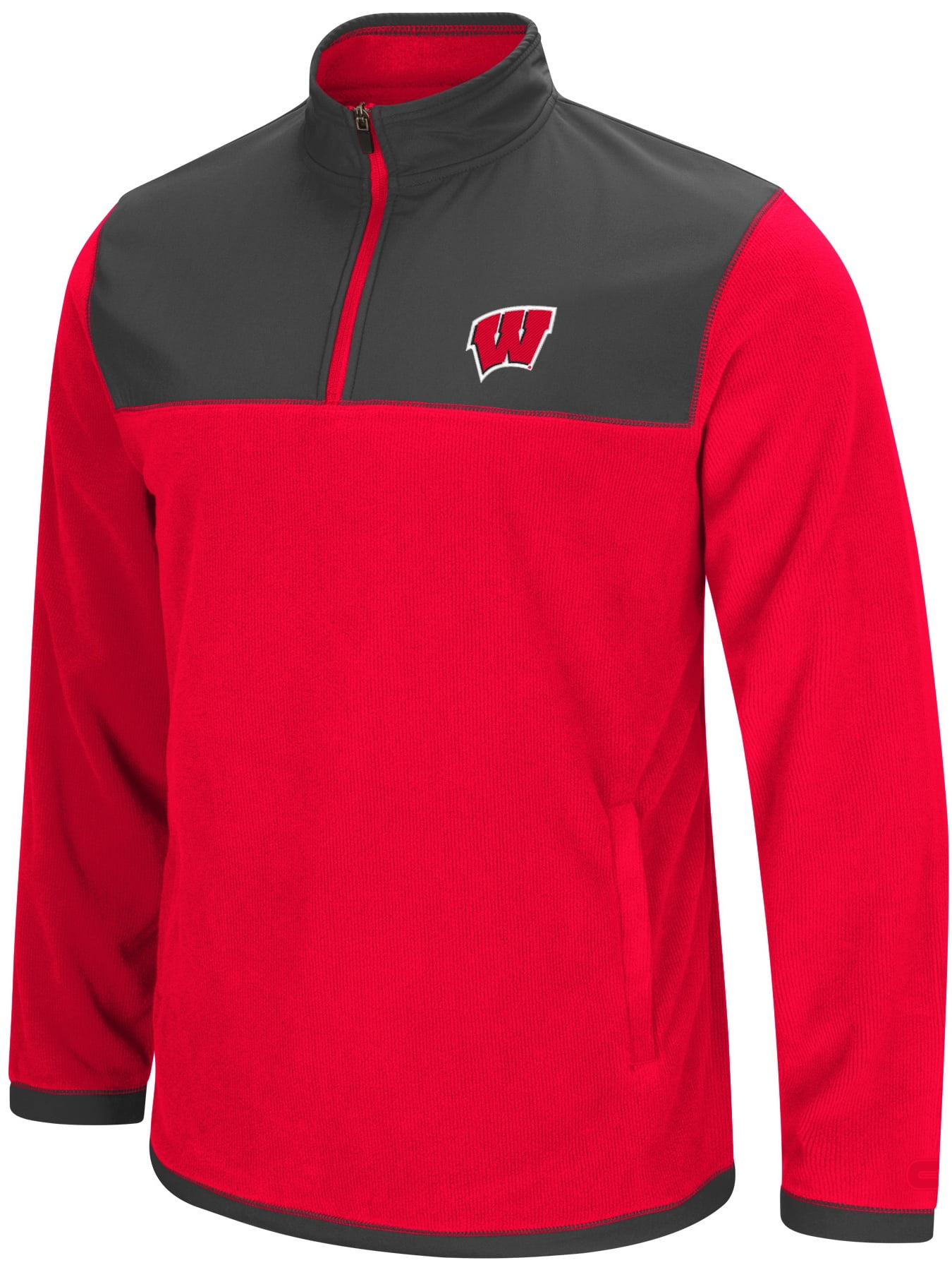 Wisconsin Badgers NCAA "Blocker" Men's 1 4 Zip Corduroy Fleece Jacket by Colosseum