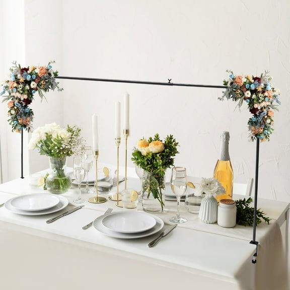 Adjustable Black Metal Table Stand, Table Clamp Stand For Weddings, Birthday Parties, Christmas Parties Modern Black 3.28ft Tall Over the Table Rod Stand