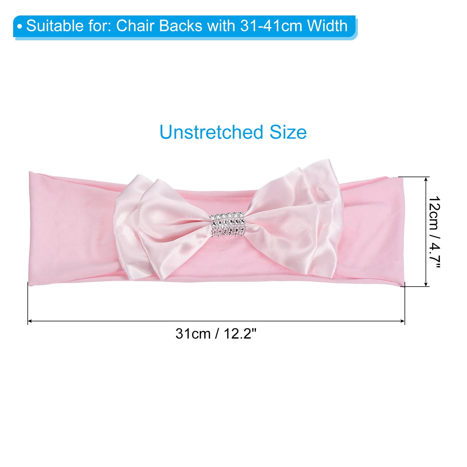 Unique Bargains Chair Sash Bow Spandex Stretch Chair Cover Bands Sashes with Bow Knot 10 Pink