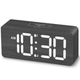 thumbnail image 1 of Reloj despertador digital USCCE de madera con números grandes - gris, 1 of 8