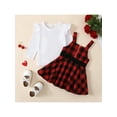 thumbnail image 3 of Franhais Girl 2pcs Outfit, Round Neck Long Sleeve Ribbed Shirt + High Waist Zipper Suspender Skirt, 3 of 9