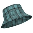 Blue and Black Checkered Pattern Bucket Hat, Outdoor Sun Hat with Wide ...