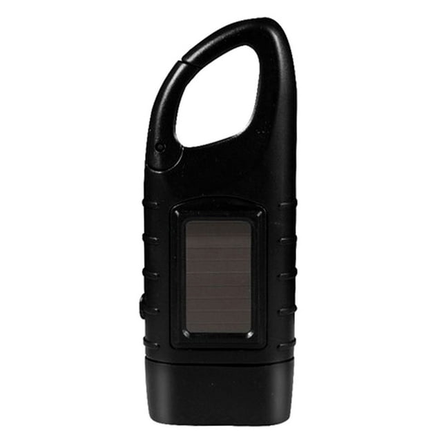 Hand Cranked Flashlight Solar Powered Carabiner Dynamo Flashlight Quick Snap Clip Backpack Flashlight Waterproof Hand Crank Torch for Camping Hiking