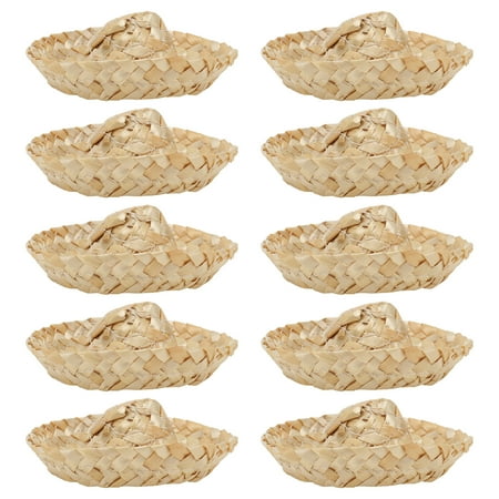 

10Pcs Straw Woven Mini Hats Creative Art Crafts Doll Decoration DIY Props Khaki