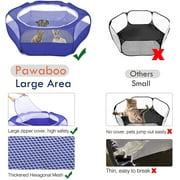 Pawaboo Small Animals Playpen, Waterproof Small Pet Cage Tent with Zippered Cover, Portable Outdoor Yard Fence with 3 Metal Rod for Kitten/Puppy/Guinea Pig/Rabbits/Hamster/Chinchillas, Indigo