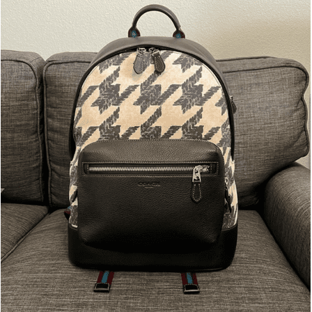 Coach West Backpack In Houndstooth Print