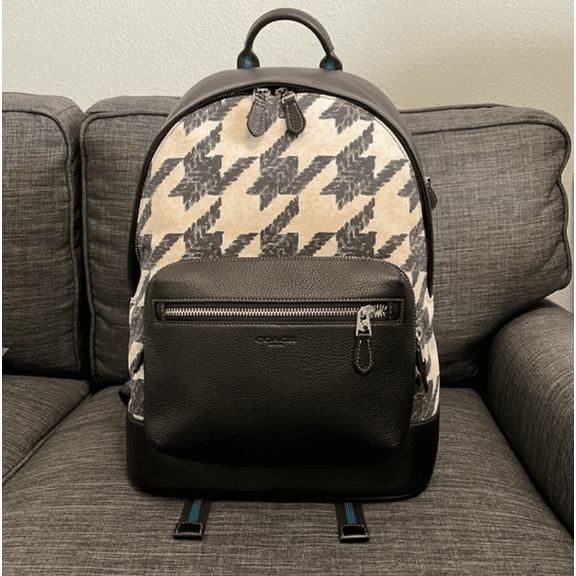 Coach West Backpack In Houndstooth Print