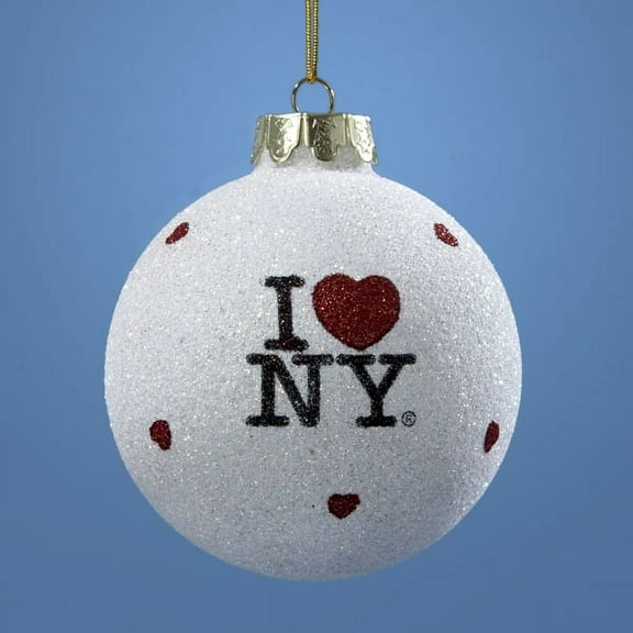 Kurt Adler 80MM "I Love NY" Glass Ball Christmas Ornament