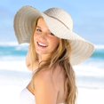 thumbnail image 3 of Sombrero de paja de ala ancha para mujer, sombrero de playa, sombrero de sol, protección UV, sombrero de playa enrollable, para verano, gorra de playa, 3 of 4