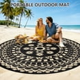 thumbnail image 3 of 8*8ft Round Outdoor Rug Circle Outside Area Rug Boho Reversible Patio Rug Plactic Straw Rug for Patios,Deck,Picnic,Beach,Trailer,Camping,Black&Beige, 3 of 10