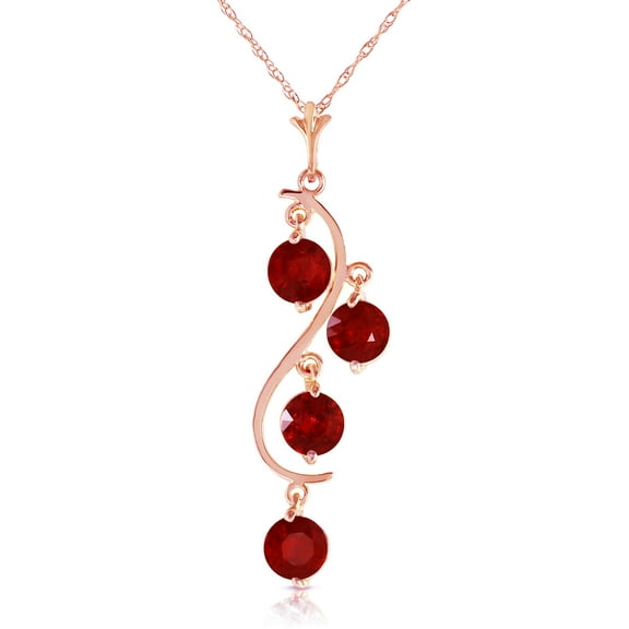 Galaxy Gold 14K Rose Gold 2 Carat Ruby Pendant Necklace - July Birthstone - Passion & Protection - 16" to 24" - Fine Jewelry for Women