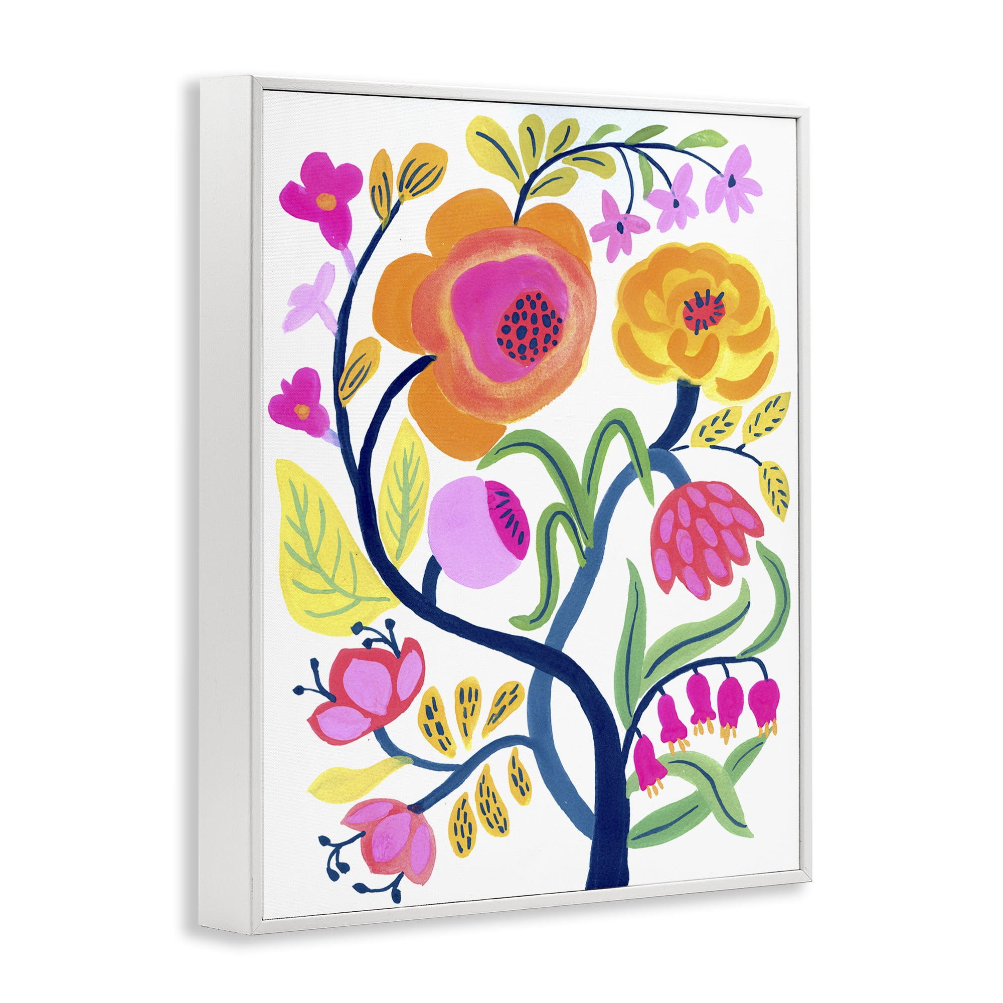 Stupell Industries Blue Tree with Warm Flowers White Framed Giclee Art, design by Suzanne Allard