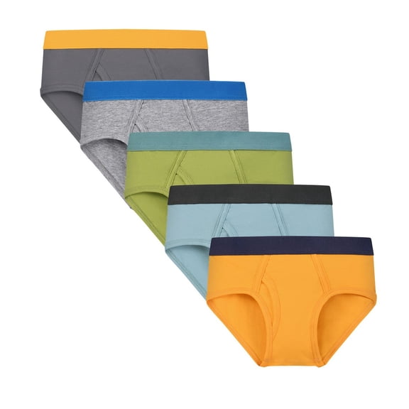 FASHOFT Boys Underwear Cotton Boxer Briefs Solid Color Stretch Briefs Soft Comfortable Kids Underwear Everyday Basics Elastic Waist Yellow 9-10 Years