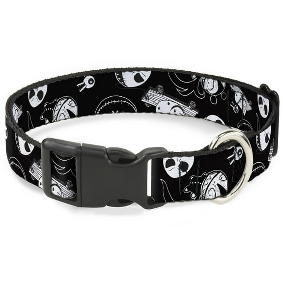 Disney Pet Collar, Dog Collar Plastic Buckle, Nightmare Before Christmas Jack Scary Teddy Killer Duck, 7 to 8.5 Inches 0.5 Inch Wide