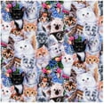 thumbnail image 2 of Kittens and Flowers - Animal Love and Wildlife Collection - Cotton Fabric by ..., 2 of 2