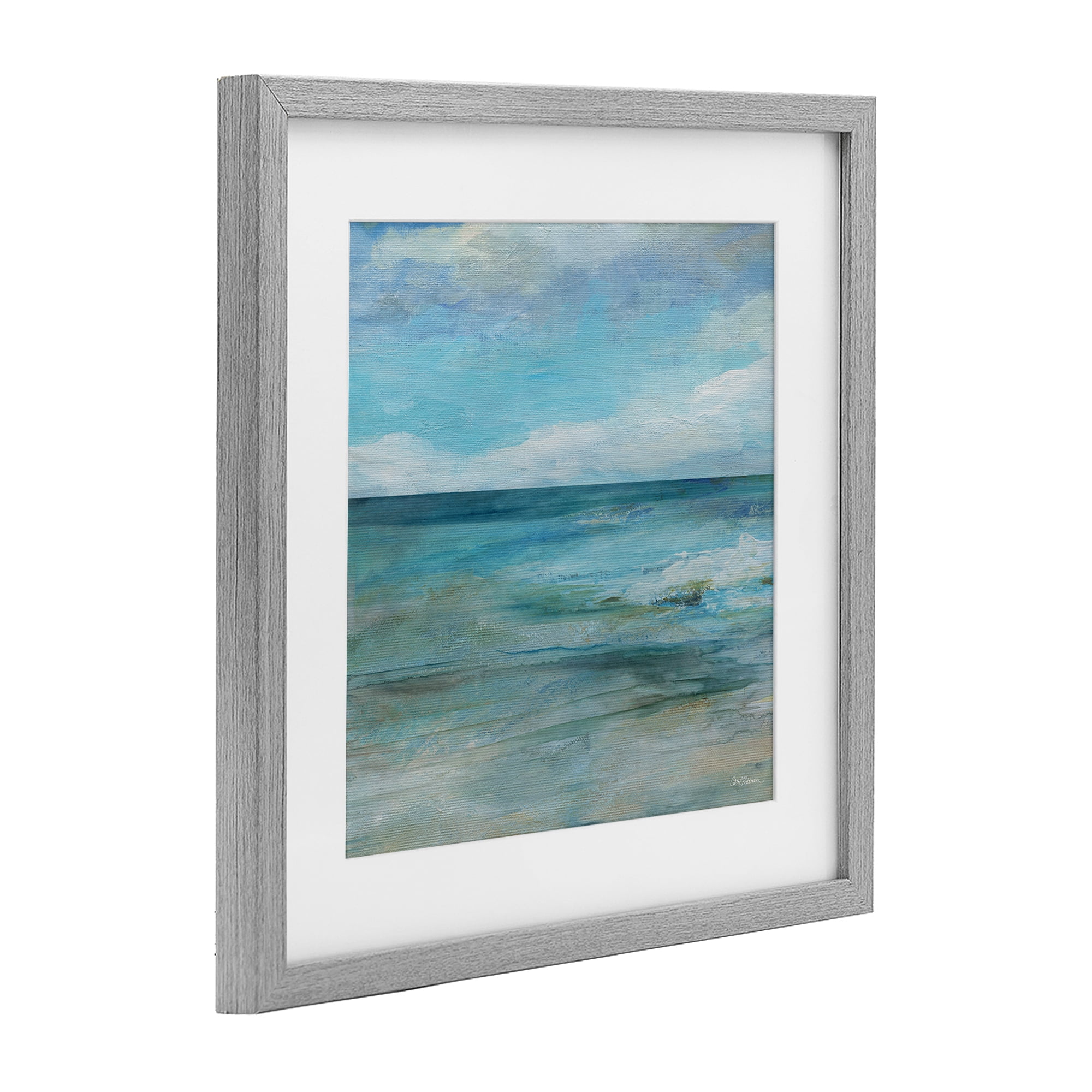 Stupell Industries Aqua Ocean Horizon Abstract Gray Framed Print Under Glass, design by Carol Robinson