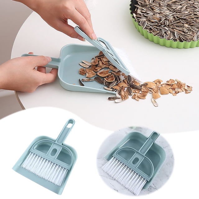 Plastic Mini Dustpan & Brush Set - Compact, Ergonomic, for Tables/Desks/Keyboards/Cars Cleaning