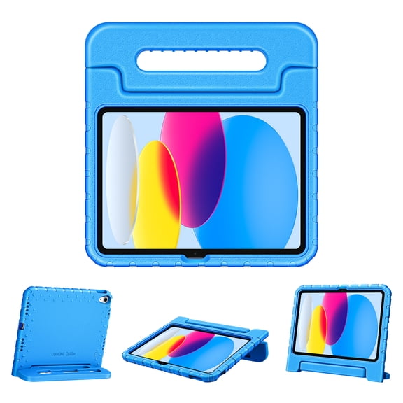 Fintie Kids Case for iPad 10th Generation (10.9 inch 2022 Model), Kiddie Lightweight Shockproof Kids Friendly Stand Cover with Pencil Holder, Blue