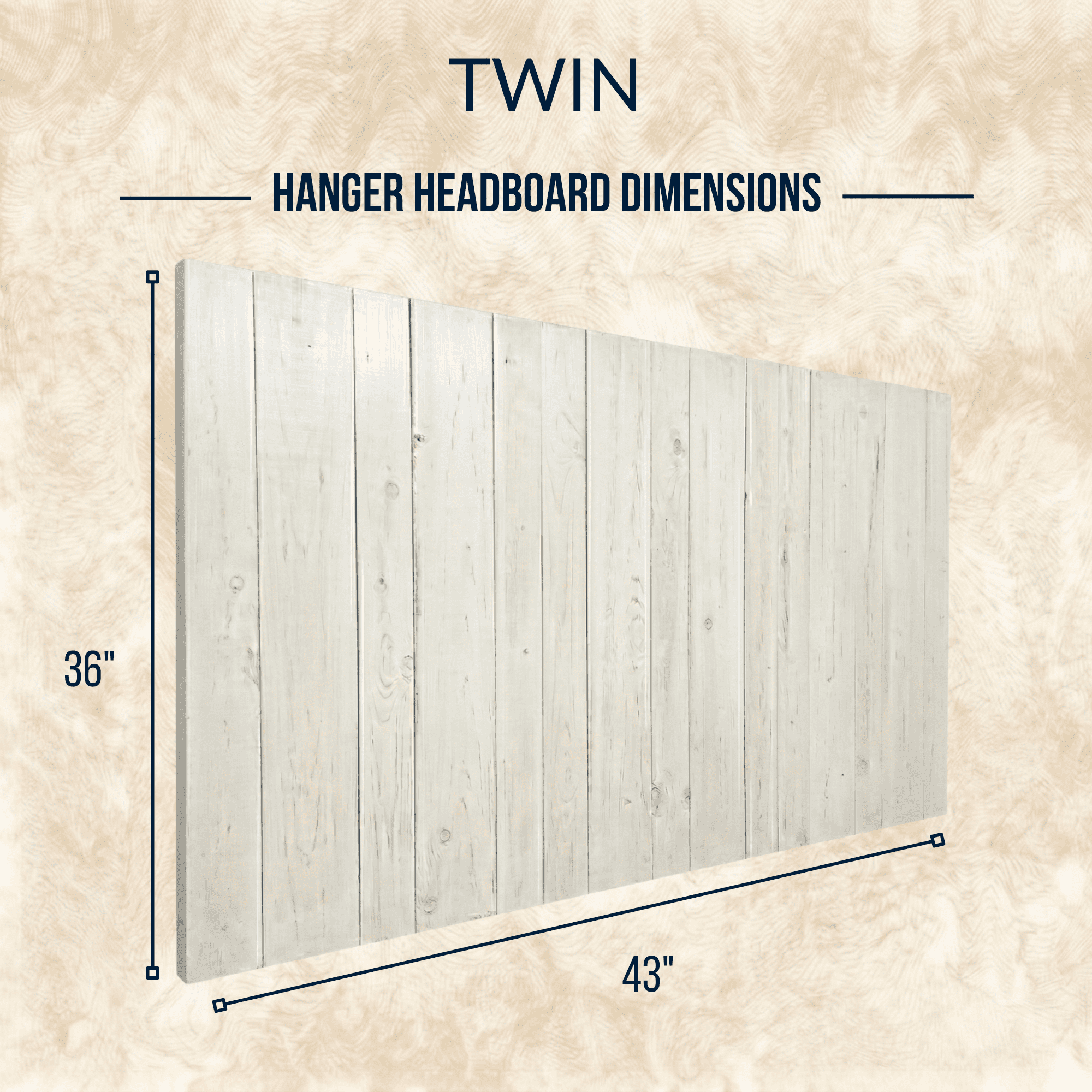 Barn Walls Solid Wood Headboard, Twin Size - White Coastline