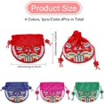 thumbnail image 2 of 4Pcs 4 Colors Traditional Korean Pouch Embroidered Drawstring Bags Half Round Cloth Packing Pouches for Wedding Candy Jewelry Bags, 2 of 7