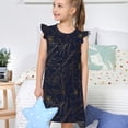 thumbnail image 4 of Vsdgher Robe de Nuit à Fleurs Brillantes Cuivre-Or pour Filles Manches Courtes à Volants Robe de Nuit Pyjama pour Fête Pyjama-TG, 4 of 6