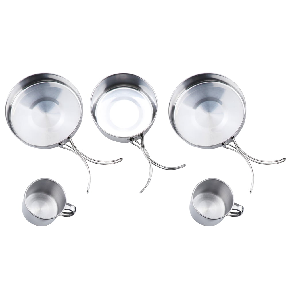 OULII 1 Set Stainless Steel Picnic Cookware Easy to Clean Kitchen Utensils for Outdoors
