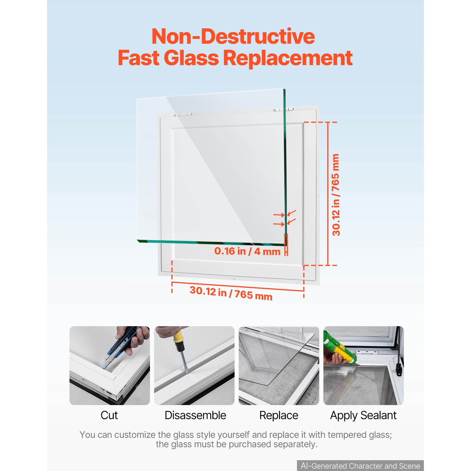KFFKFF Concession Window 36x36 in Aluminum Alloy Frame Service Window, Designed for Food Trucks, Features Awning Door with Drag Hook, Opens Up to 85 Degrees, and Rainwater-Resistant for Trailers