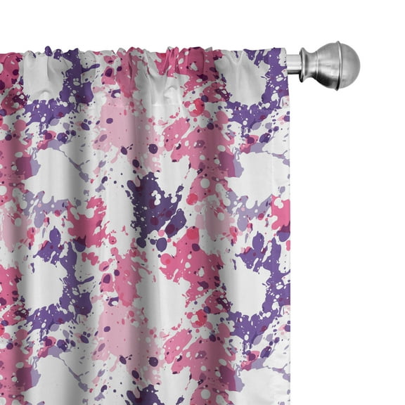 Ambesonne Abstract Curtains, Paint Stains, Pair of 28"x63", Pink Purple White