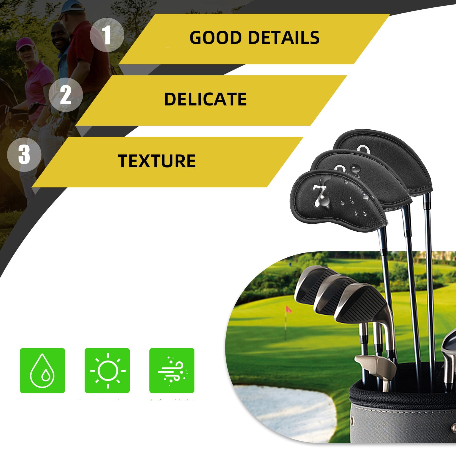 PBPBOX 12Pcs Black Professional Golfing Pole Covers Water Resistant Cue Protector