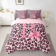 thumbnail image 2 of Manfei Ribbon Monogrammed B Twin Bedding Sets 7-Piece for Girl, Kawaii Princess Style Bedding Comforter Set, Chic Pink Cheetah Print Reversible Sheet Sets, Super Cozy Room Decor, 2 of 7