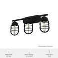 thumbnail image 7 of Hunter - Starklake 3-light Natural Black Iron, Medium Size Vanity Light, Dimmable, for Bedrooms, Dining, Living Rooms - 19845, 7 of 7