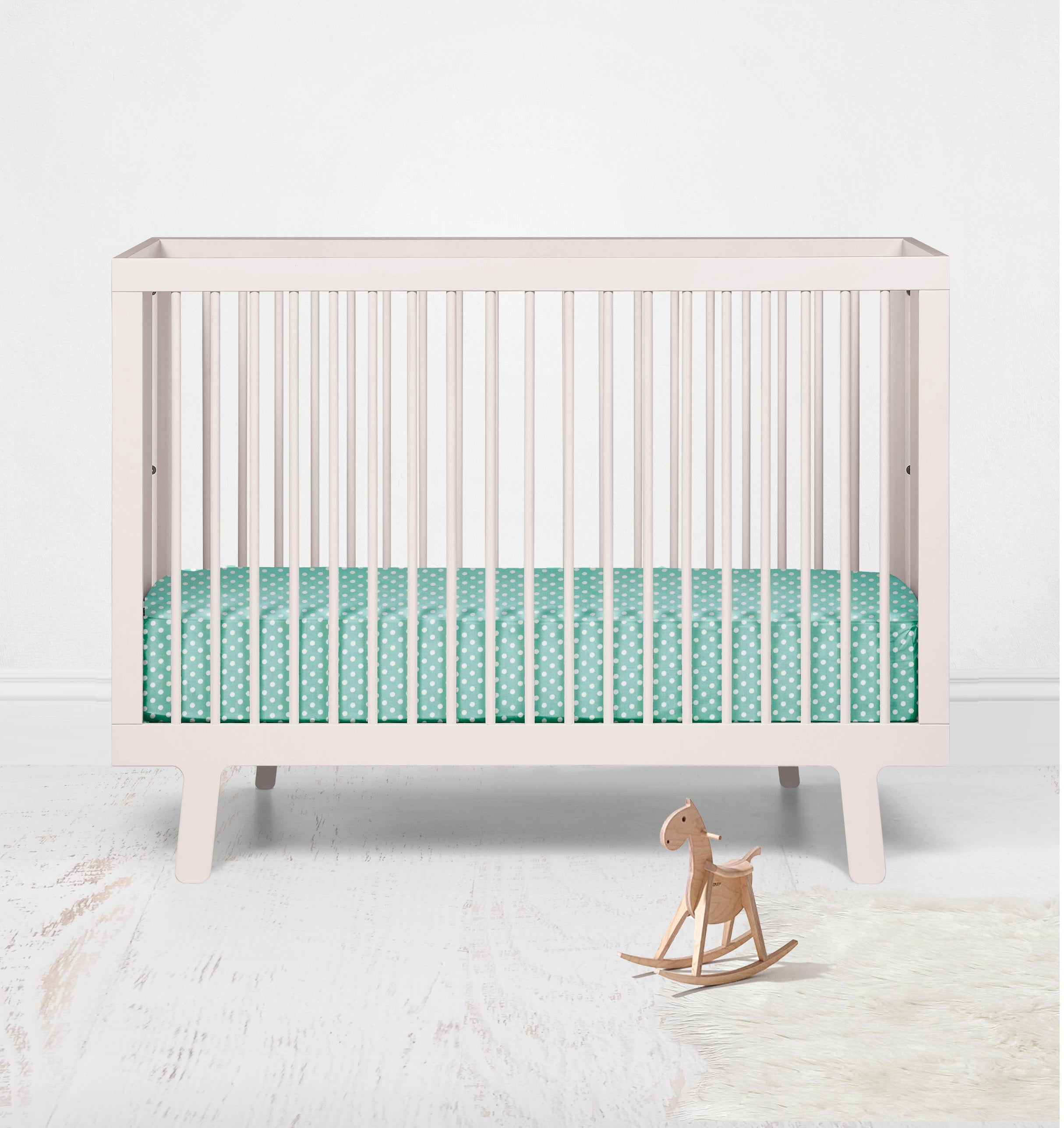 Bacati - Pin Dots Mint Green Toddler Bedding/Sheet Set 100% Cotton Percale