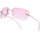 thumbnail image 1 of Gafas de sol knliwkm rectangulares sin montura Y2k con lente tintada rosa, 1 of 7
