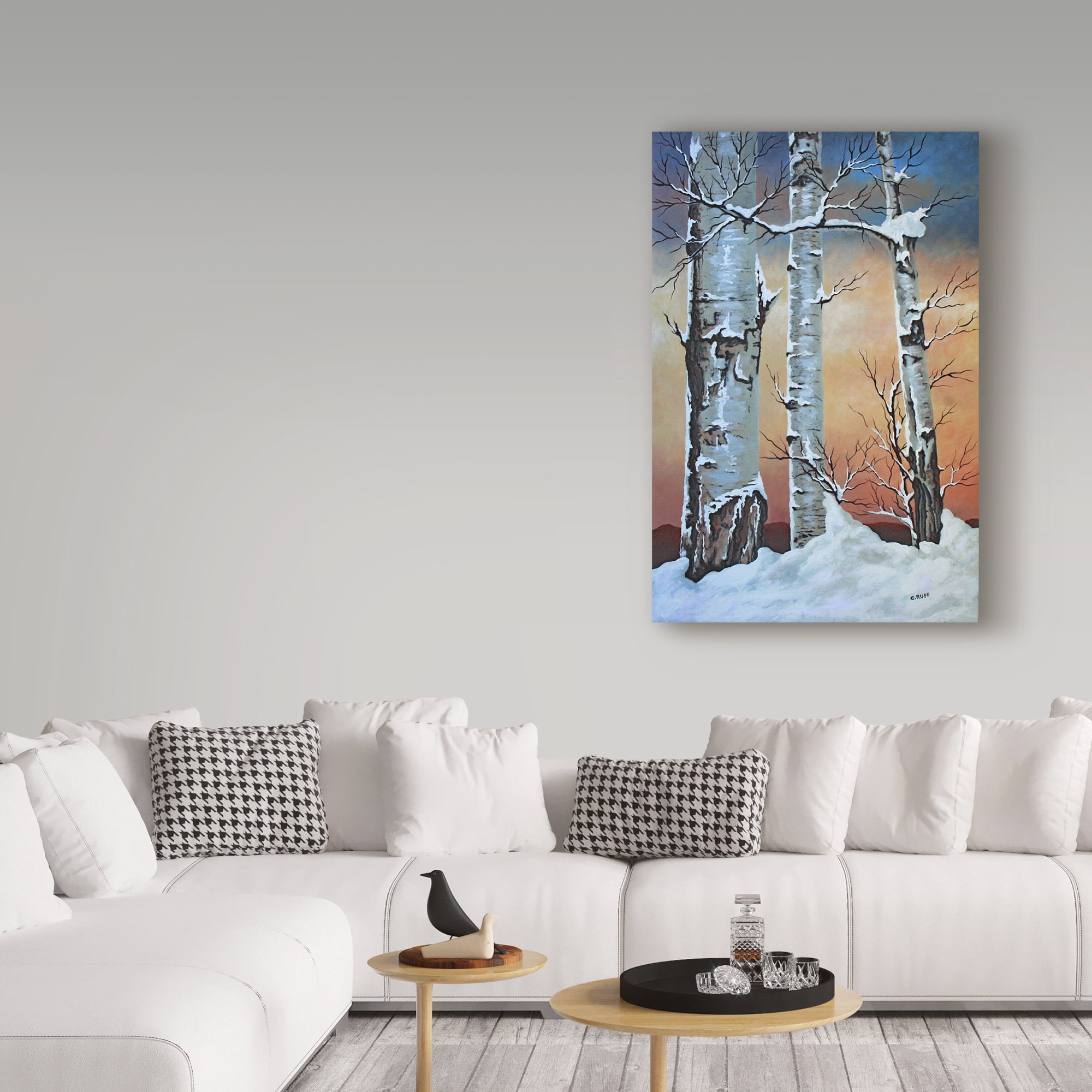 Trademark Fine Art 'Winter Sunset Behind Trees' Canvas Art by Carol J Rupp