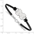 thumbnail image 2 of Sterling S. Rh-p LogoArt Univ of Michigan Small Center Leather Chain Bracelet; for Adults and Teens; for Women and Men, 2 of 2