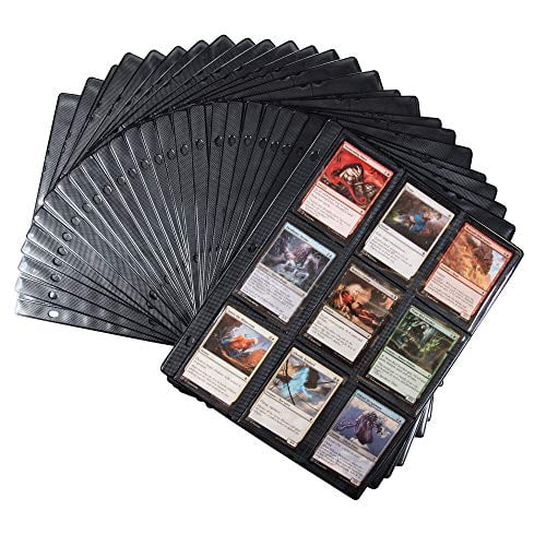 Transparent, 4 Pocket CLOVERCAT Trading Card Sleeve Pages Yugioh MTG and Other TCG Holds 400 Cards Compatible for Amiibo 50 Pack Trading Card Storage Album Pages Fit 3 Ring Binder Pokemon