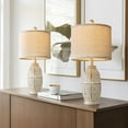 thumbnail image 3 of 20.25" Table Lamps Set of 2 Farmhouse Lamps for Living Room Bedroom Boho Small Table Lamp Side End Table Lamp Bedside Lamps Nightstand Resin Rustic Modern Lamps Home Office Desk Deco, White, 3 of 17
