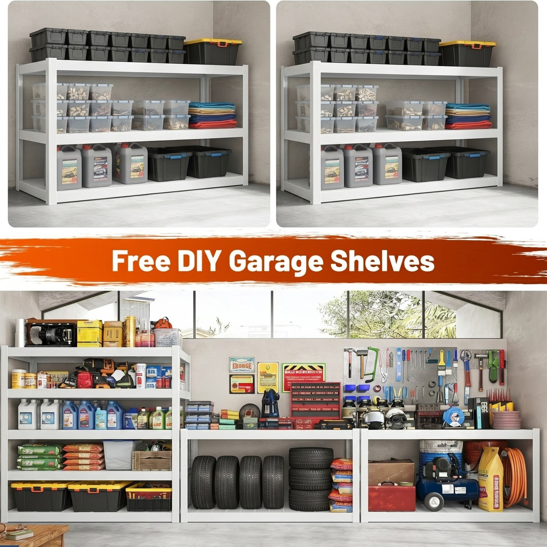 Sailvan 3000LBS Heavy Duty Garage Shelving, 5-Tier Adjustable Metal Storage Shelves, Industrial Steel Utility Rack, 48"W x 24"D x 72"H,Silver