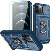 DMDMBATH iPhone 12 / iPhone 12 Pro Case with Screen Protector, Sliding Camera Cover Card Holder Slot Heavy Duty